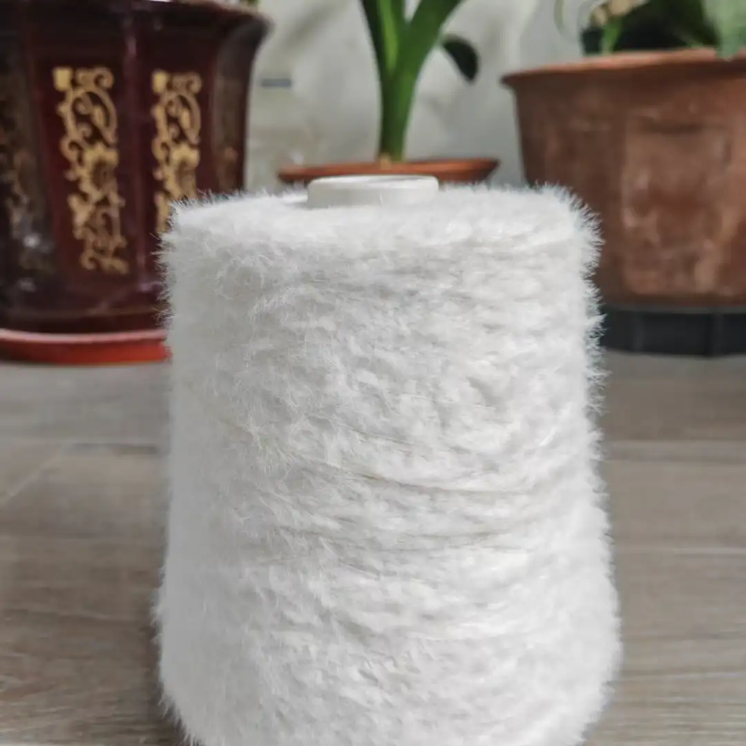 China Yarn for Full-Zipper Cardigan (Sweater),Half-Zipper Cardigan (Sweater),Shirt Long Sleeve Button (Sweater) Cat Feather Yarn Fancy Yarn Nylon white color buy from China wholesaler bulk order at wholesale price free worldwide shipping Alibaba