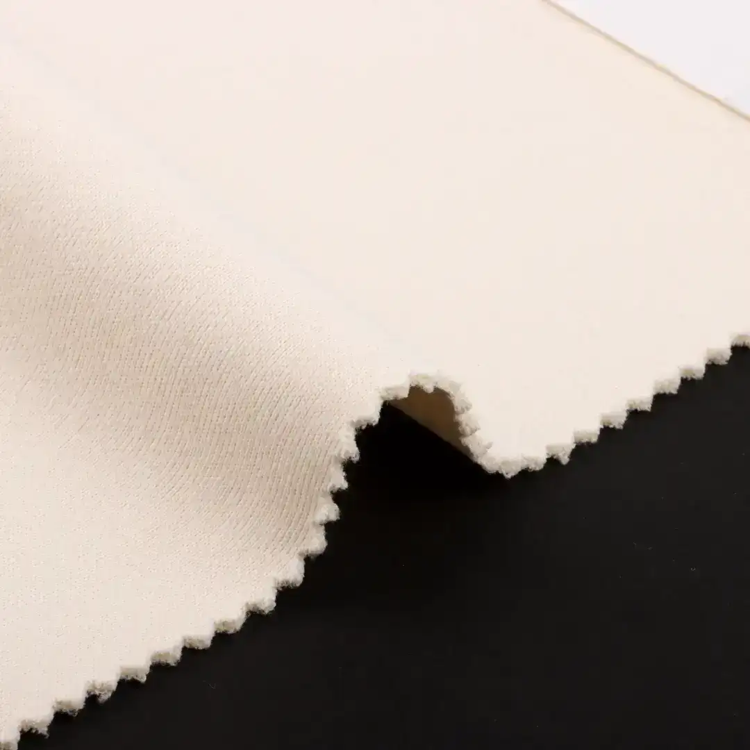 China Fabric for Jackets,Hoodie,Sweatshirt Scuba Knit Fabric Polyester cream-coloured color buy from China wholesaler bulk order at wholesale price free worldwide shipping Alibaba