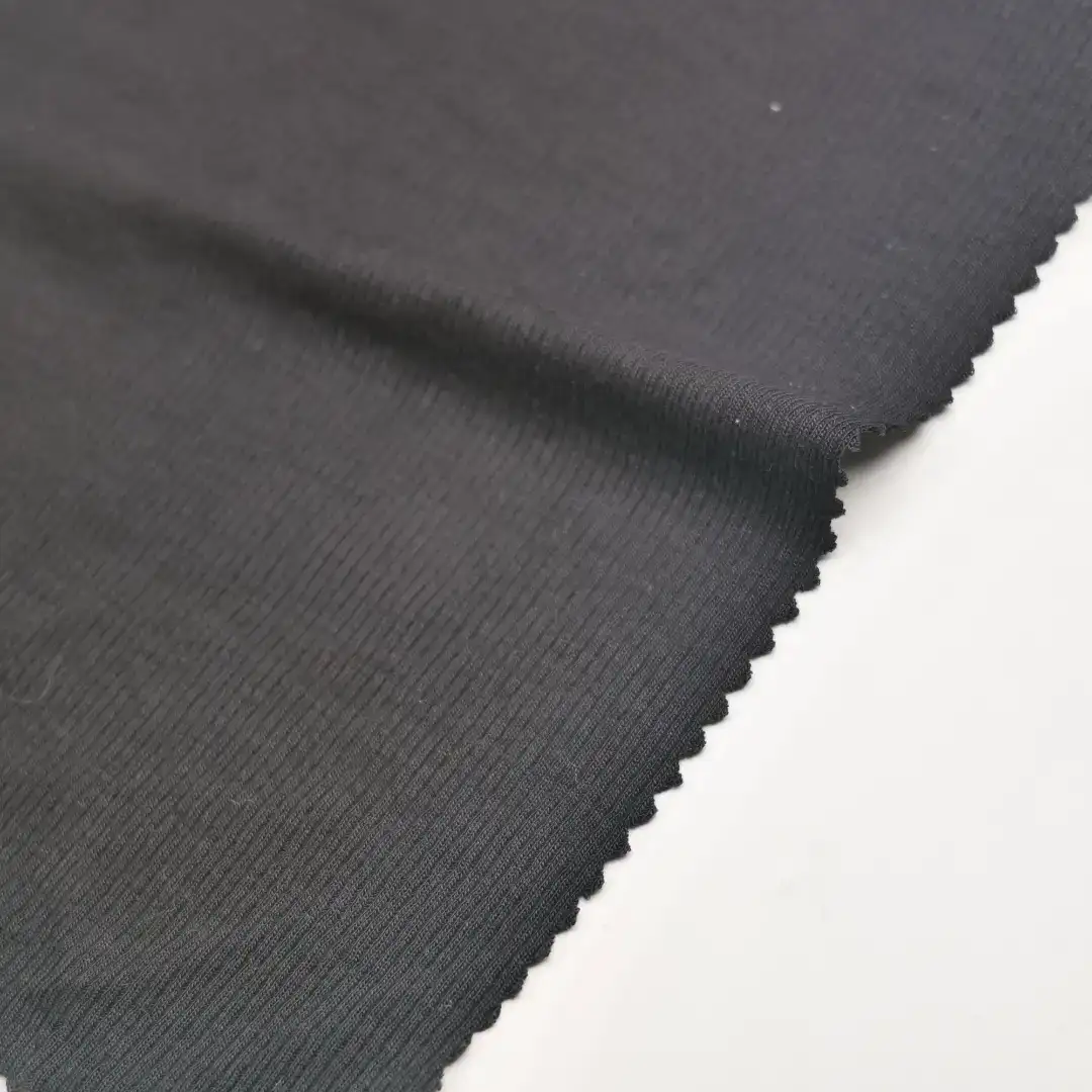 China Fabric for Yoga Clothes,Ladies Vest ,Knitted Jacket ,T-shirt ,Polo T-shirt  Rib Knit Fabric Modal Spandex black color buy from China wholesaler bulk order at wholesale price free worldwide shipping Alibaba