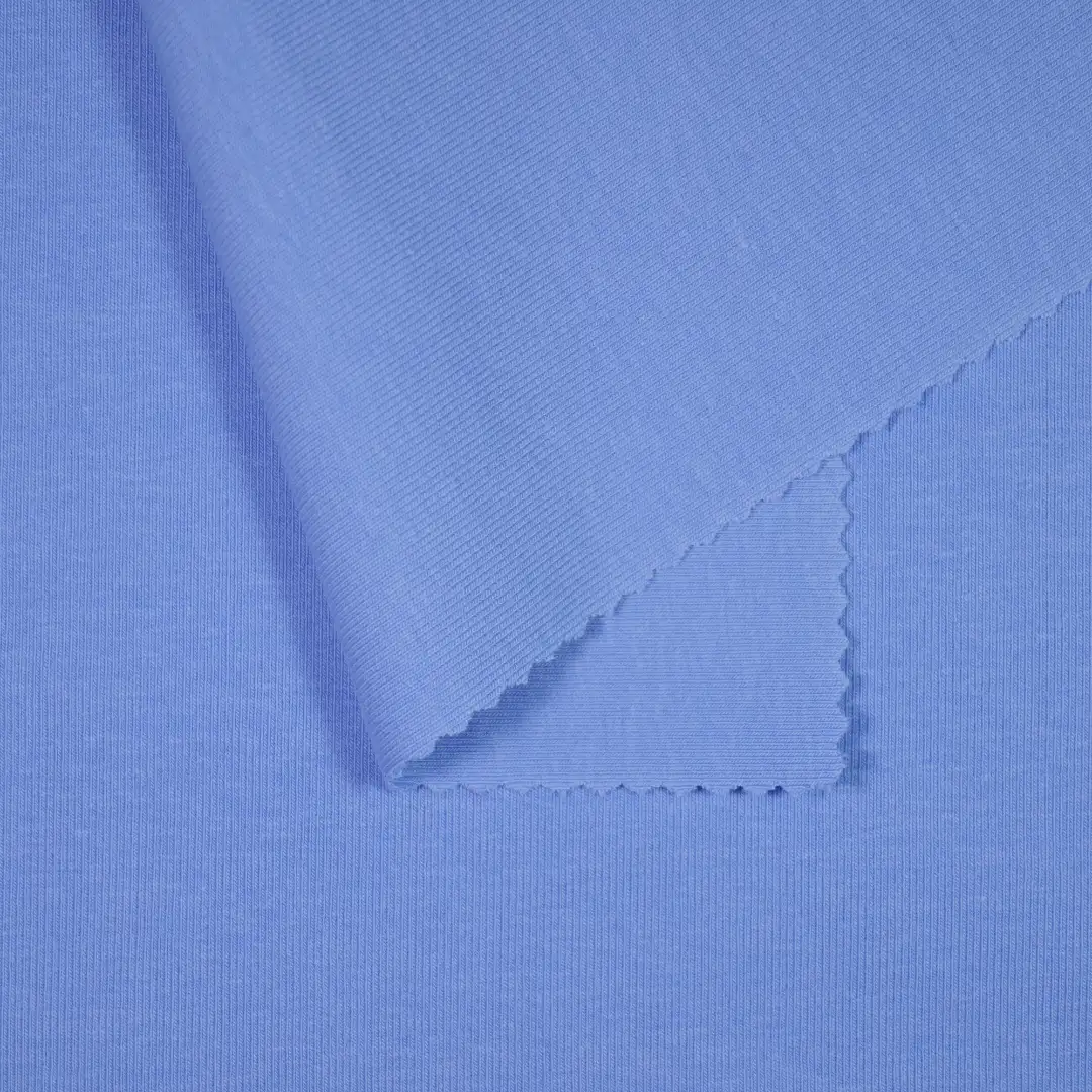 China Fabric for Blazer,Tank Top,Hoodie  ,Sweatshirt Interlock Knit Fabric Cotton Spandex blue color buy from China wholesaler bulk order at wholesale price free worldwide shipping Alibaba