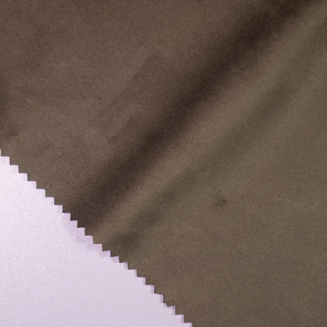 China Fabric for Jackets,Trench Coat,Uniform Suede Knit Fabric Polyester Spandex Khaki color buy from China wholesaler bulk order at wholesale price free worldwide shipping Alibaba
