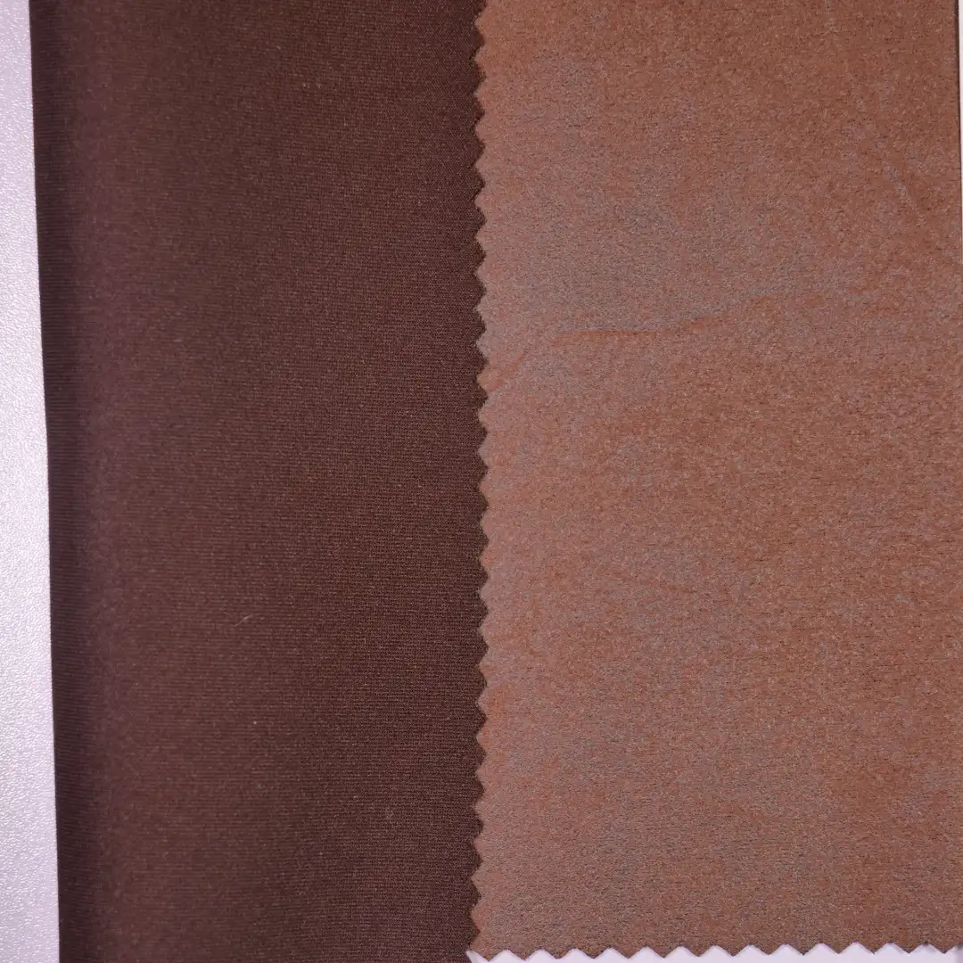 China Fabric for Jackets,Trench Coat Suede Knit Fabric Polyester Spandex brown color buy from China wholesaler bulk order at wholesale price free worldwide shipping Alibaba