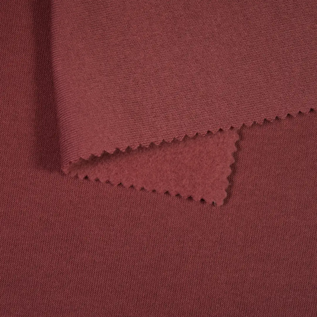 China Fabric for Sweatshirt Fleece Knit Fabric Polyester purplish red color buy from China wholesaler bulk order at wholesale price free worldwide shipping Alibaba