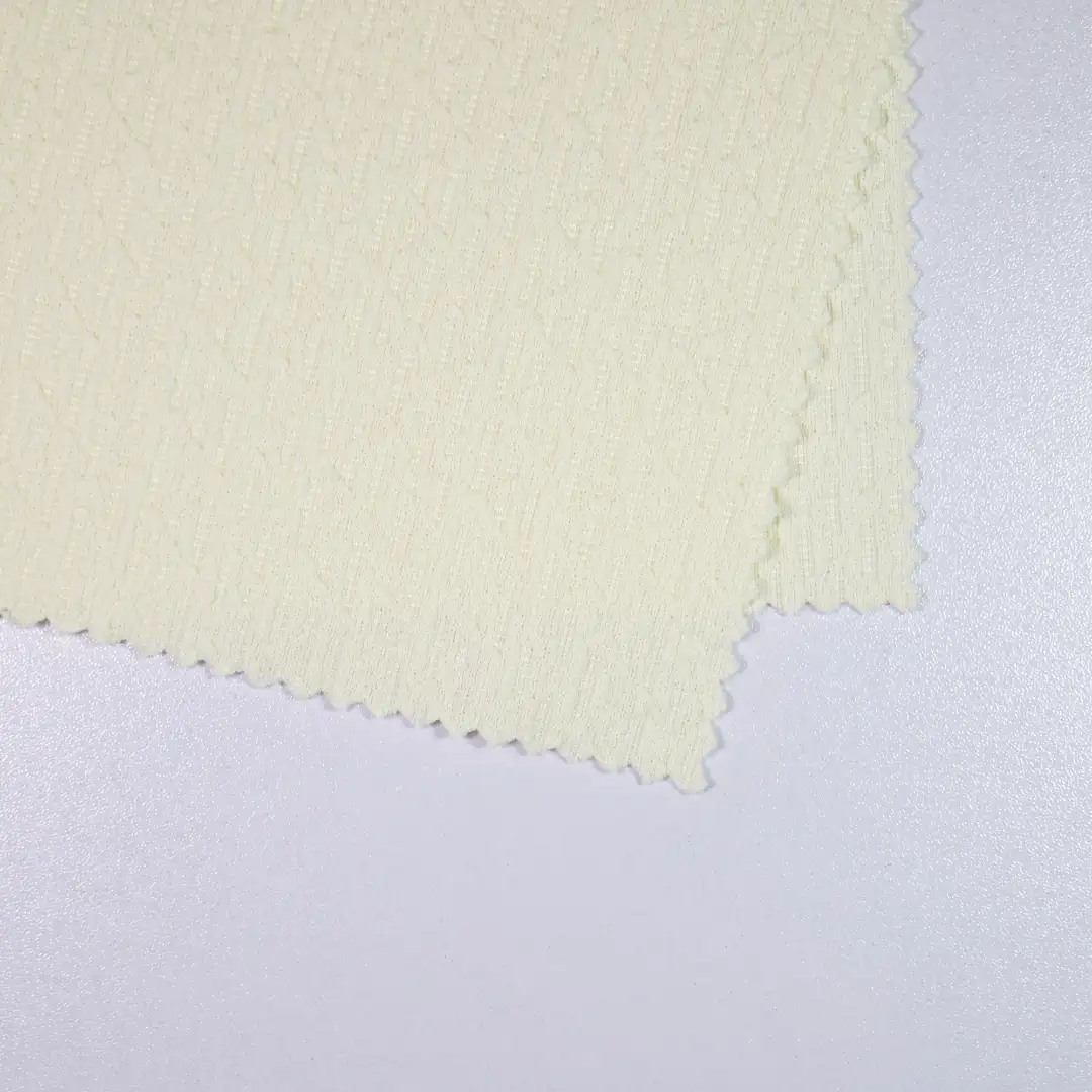 China Fabric for T-Shirt,Polo Shirt Jacquard Knit Fabric Polyester Spandex Beige color buy from China wholesaler bulk order at wholesale price free worldwide shipping Alibaba