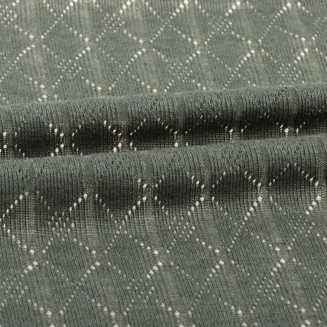 China Fabric for T-Shirt Weft Jacquard Knit Fabric Polyester Rayon Olive Green color buy from China wholesaler bulk order at wholesale price free worldwide shipping Alibaba