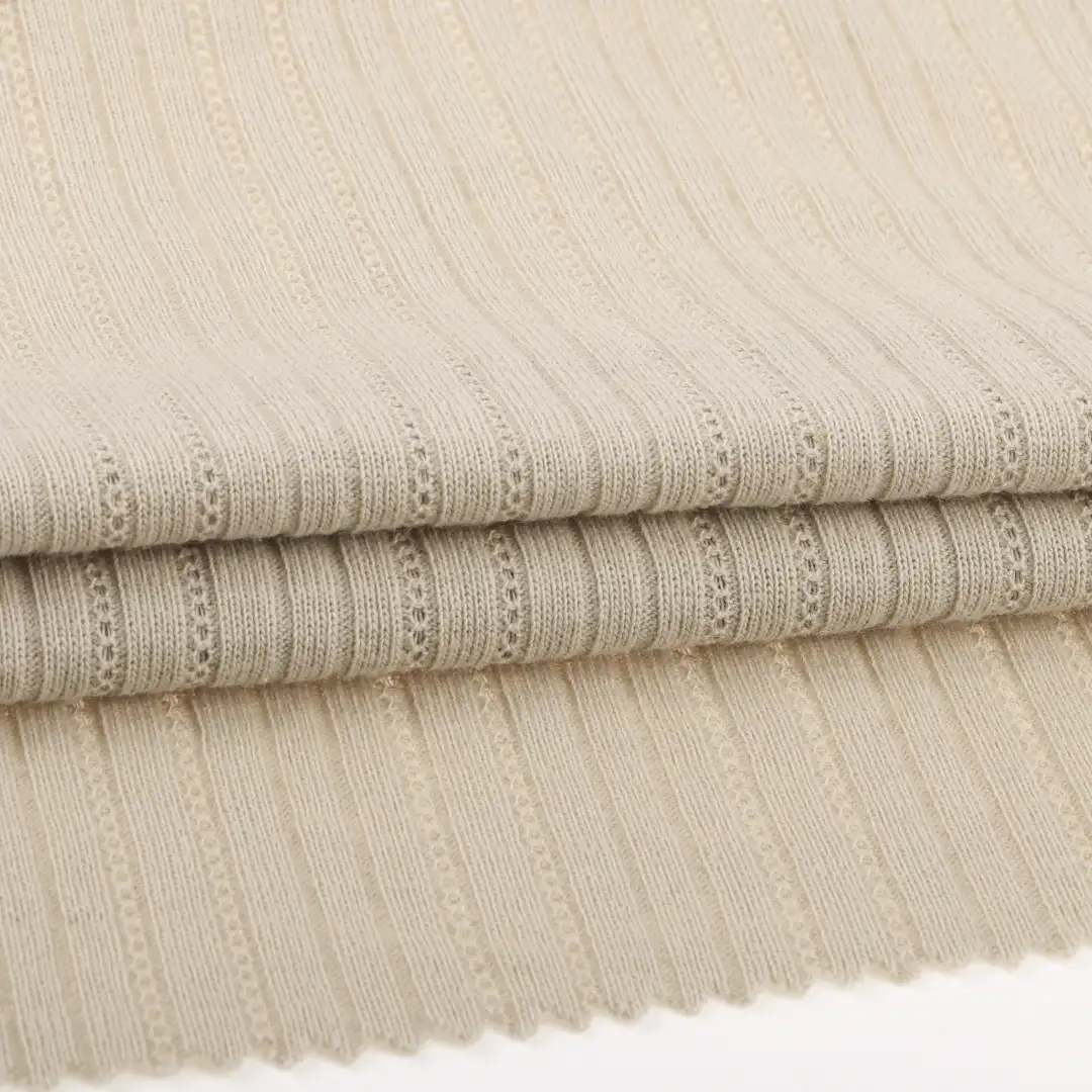 China Fabric for T-Shirt,Loungewear Rib Knit Fabric Cotton Polyester Khaki color buy from China wholesaler bulk order at wholesale price free worldwide shipping Alibaba