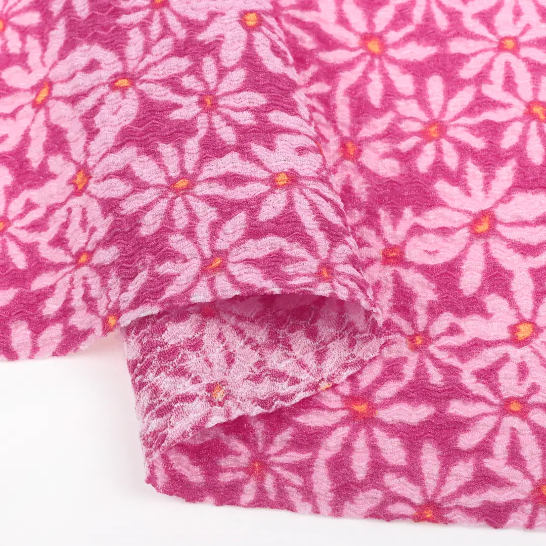 China Fabric for Skirt Crepe Knit Fabric Polyester Spandex Pink color buy from China wholesaler bulk order at wholesale price free worldwide shipping Alibaba