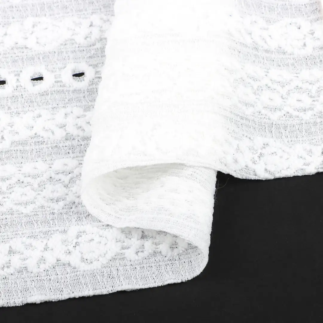 China Fabric for Skirt Jacquard Knit Fabric Polyester Spandex White color buy from China wholesaler bulk order at wholesale price free worldwide shipping Alibaba