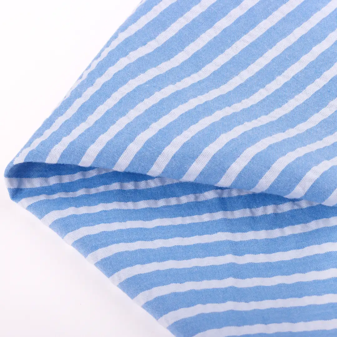 China Fabric for Shirt,Skirt,Shorts Cotton Seersucker Natural Woven Fabric Cotton stripe color buy from China wholesaler bulk order at wholesale price free worldwide shipping Alibaba