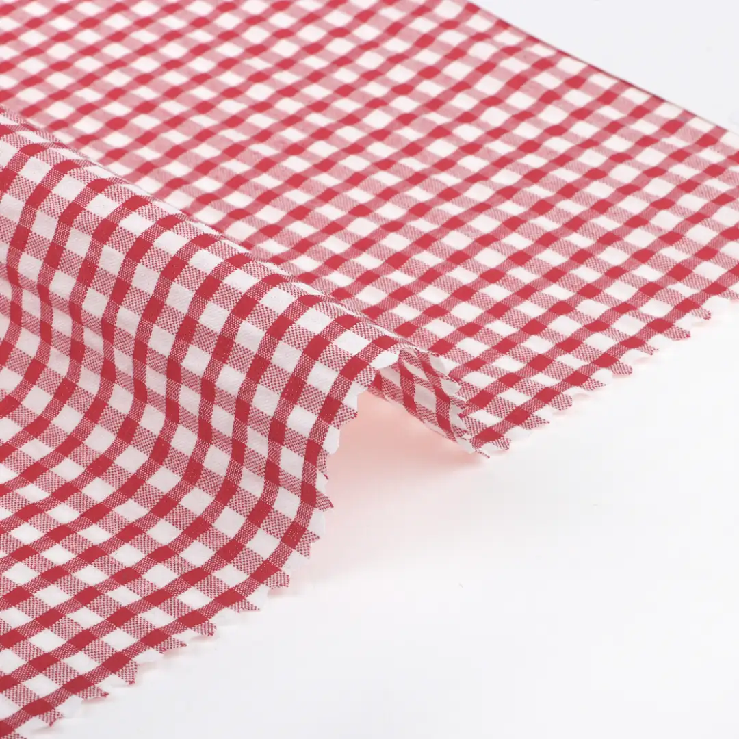 China Fabric for Shirt,Skirt,Shorts Yarn Dyed Check Natural Woven Fabric Cotton Red color buy from China wholesaler bulk order at wholesale price free worldwide shipping Alibaba