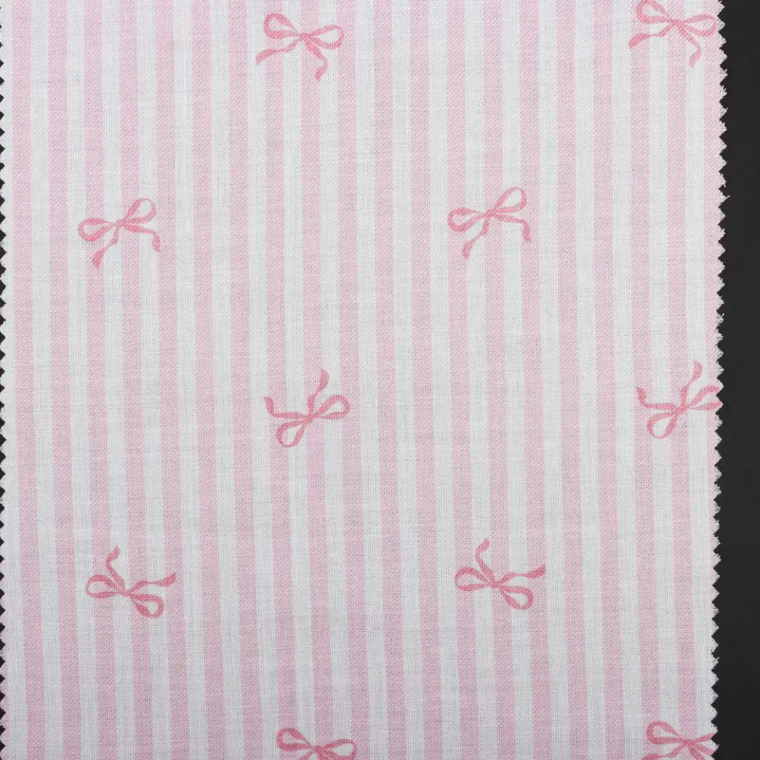 China Fabric for Shirt,Pants,Tank Top,Skirt,Shorts Yarn Dyed Stripe Natural Woven Fabric BCI Cotton Pink color buy from China wholesaler bulk order at wholesale price free worldwide shipping Alibaba