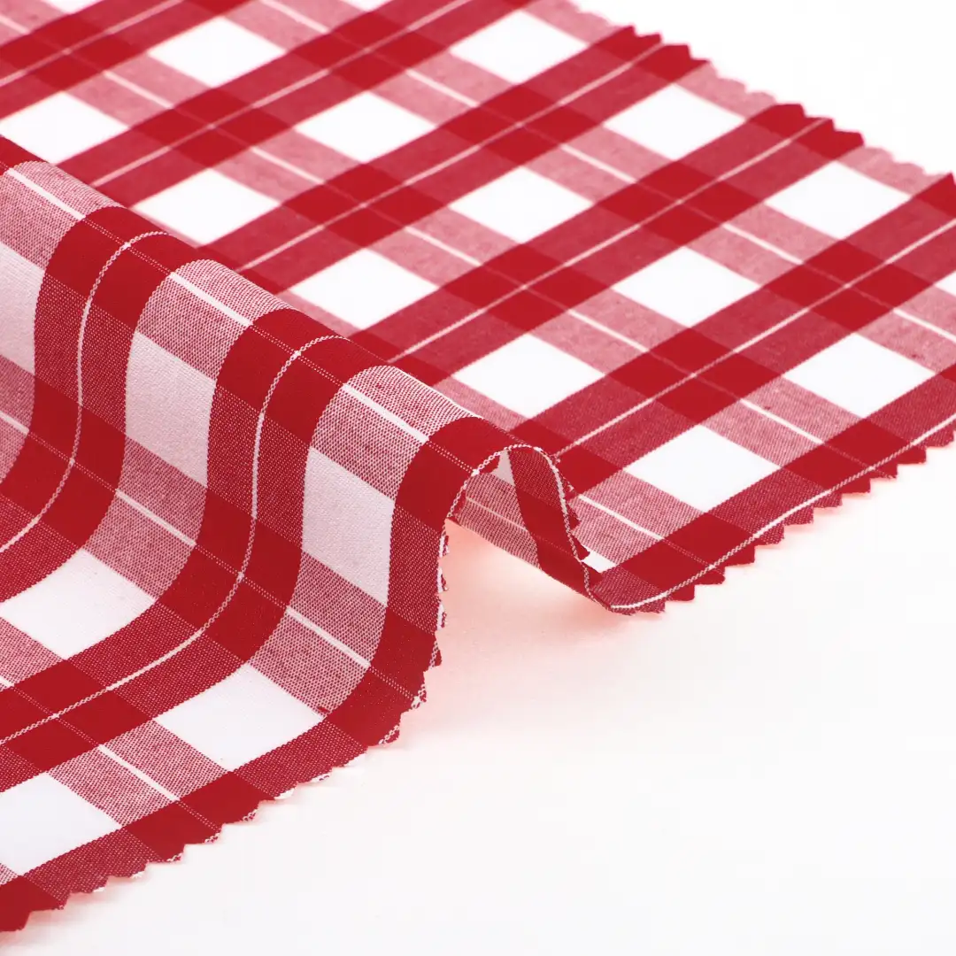China Fabric for Shirt,Skirt,Shorts Yarn Dyed Check Natural Woven Fabric Cotton Red color buy from China wholesaler bulk order at wholesale price free worldwide shipping Alibaba