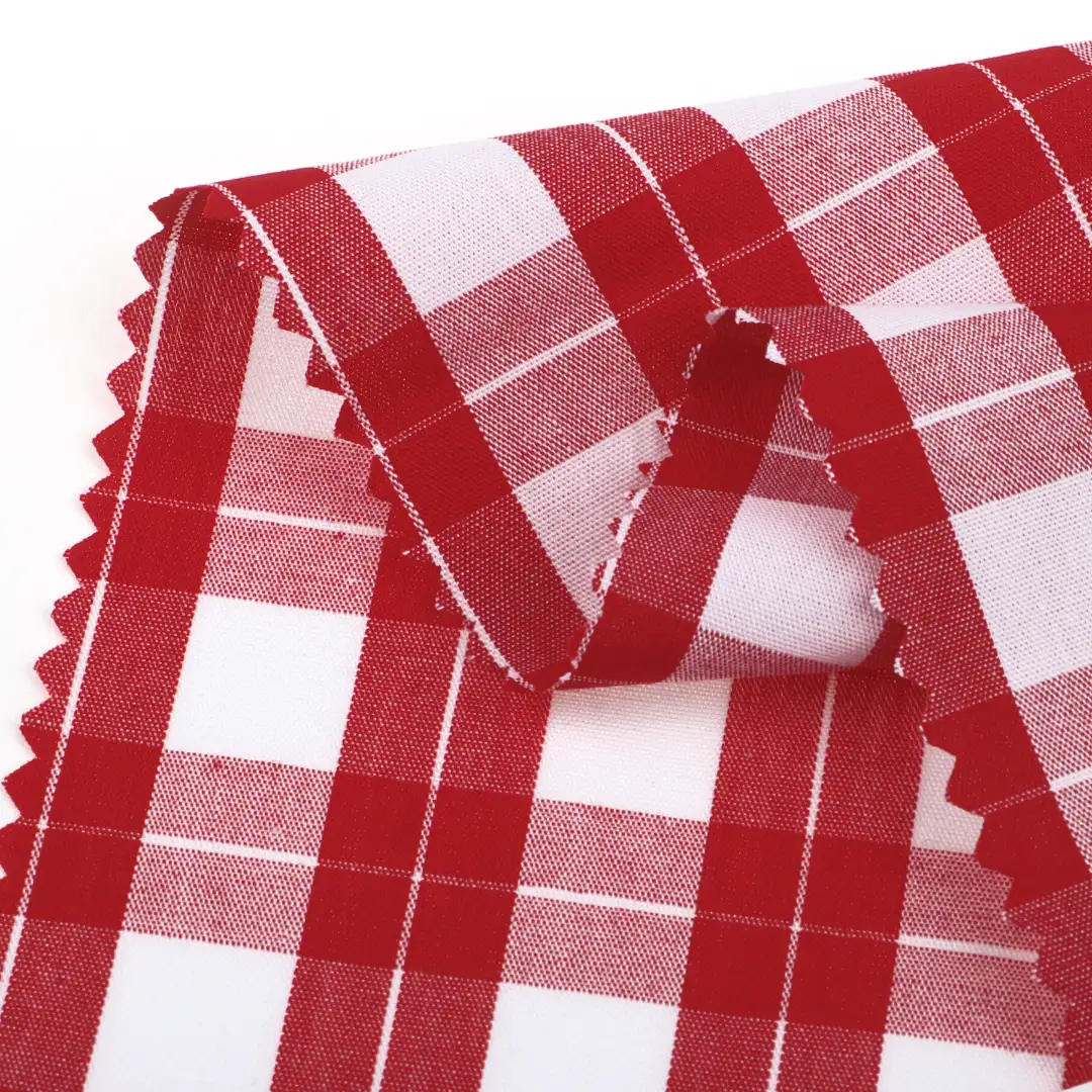 China Fabric for Shirt,Skirt,Shorts Yarn Dyed Check Natural Woven Fabric Cotton Red color buy from China wholesaler bulk order at wholesale price free worldwide shipping Alibaba