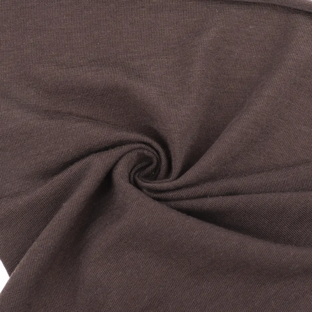 China Fabric for T-Shirt,Shorts,Loungewear Single Jersey Knit Fabric Rayon Wool Spandex Brown color buy from China wholesaler bulk order at wholesale price free worldwide shipping Alibaba