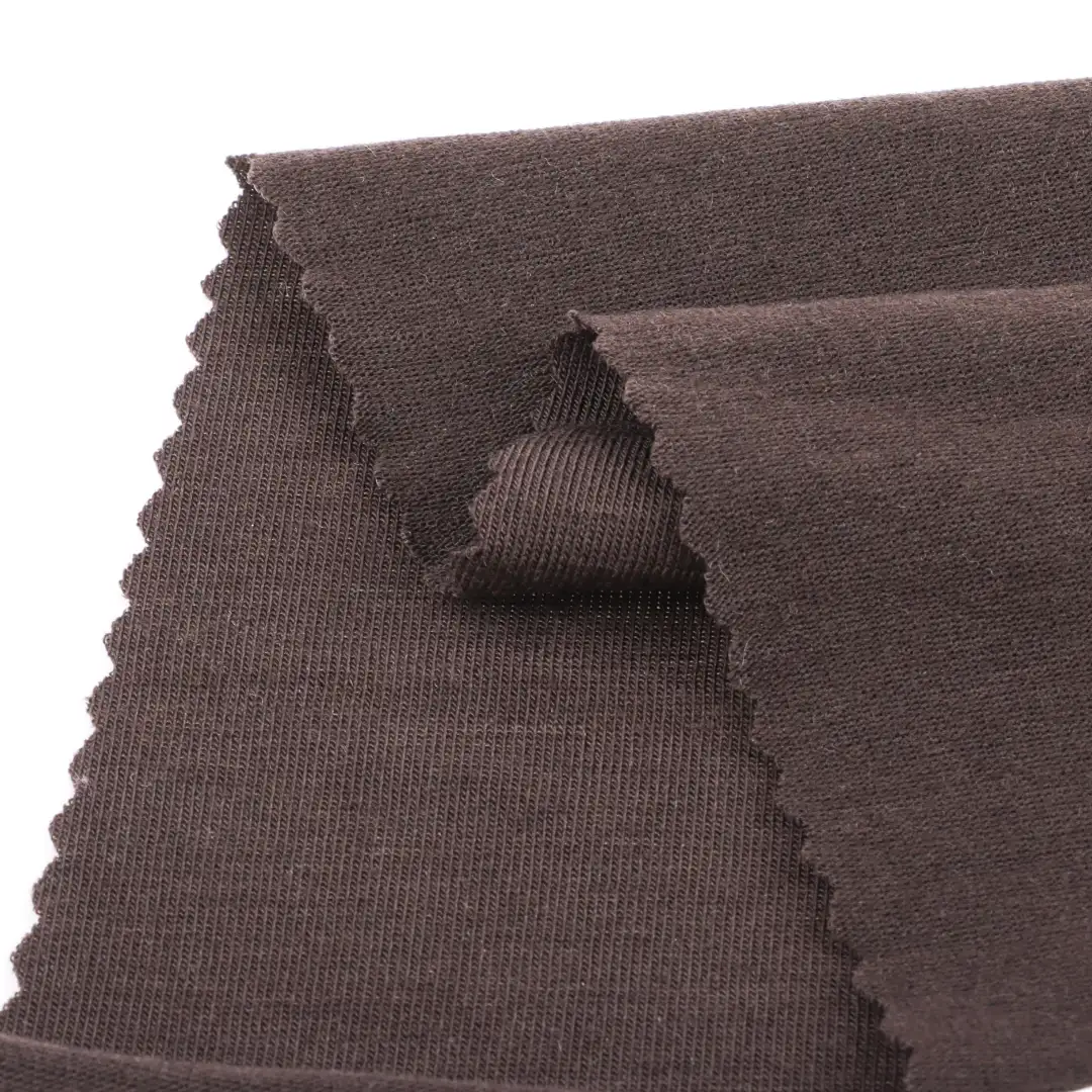 China Fabric for T-Shirt,Shorts,Loungewear Single Jersey Knit Fabric Rayon Wool Spandex Brown color buy from China wholesaler bulk order at wholesale price free worldwide shipping Alibaba