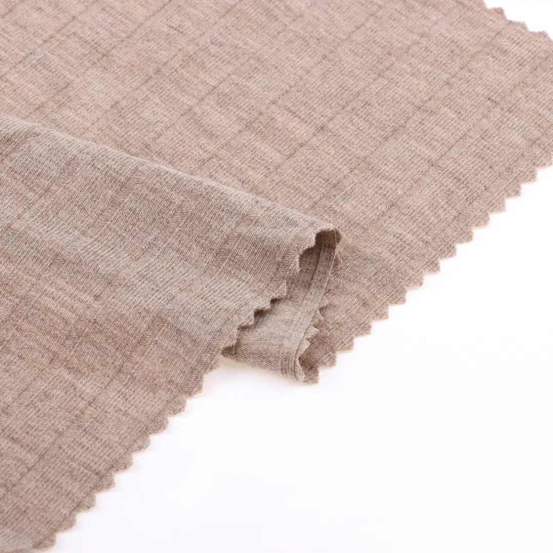 China Fabric for T-Shirt,Tank Top,Shorts,Loungewear Rib Knit Fabric Rayon Polyester Spandex Khaki color buy from China wholesaler bulk order at wholesale price free worldwide shipping Alibaba