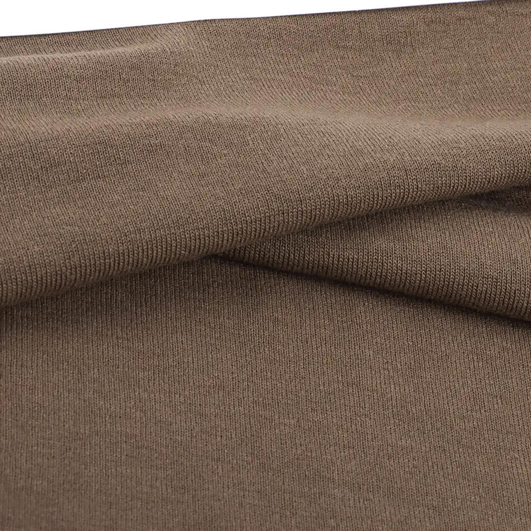 China Fabric for T-Shirt,Tank Top,Shorts,Loungewear Rib Knit Fabric Polyester Rayon Spandex Brown color buy from China wholesaler bulk order at wholesale price free worldwide shipping Alibaba