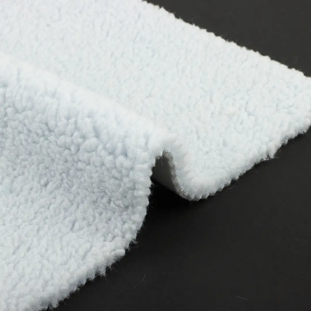 China Fabric for Jackets,Hoodie,Overcoat Sherpa Knit Fabric Polyester blue color buy from China wholesaler bulk order at wholesale price free worldwide shipping Alibaba