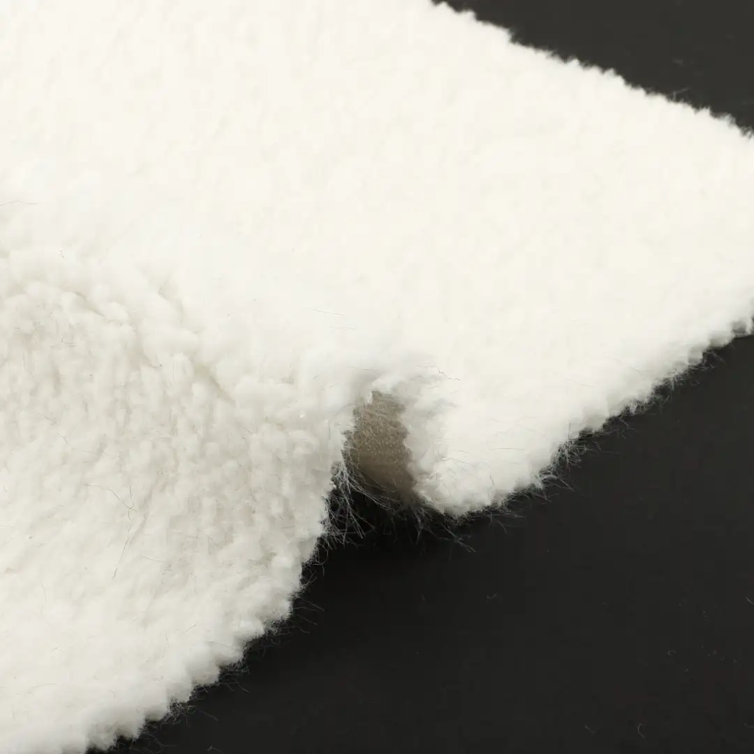 China Fabric for Overcoat Sherpa Knit Fabric Polyester white color buy from China wholesaler bulk order at wholesale price free worldwide shipping Alibaba