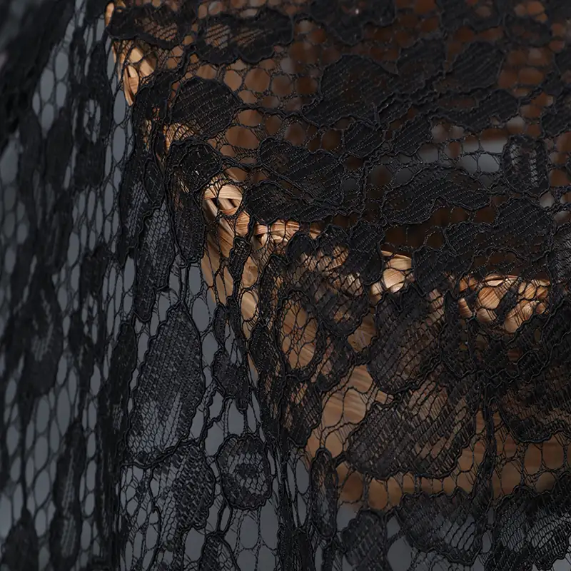 China Fabric for Shirt,Skirt Lace Knit Fabric Polyester Black color buy from China wholesaler bulk order at wholesale price free worldwide shipping Alibaba