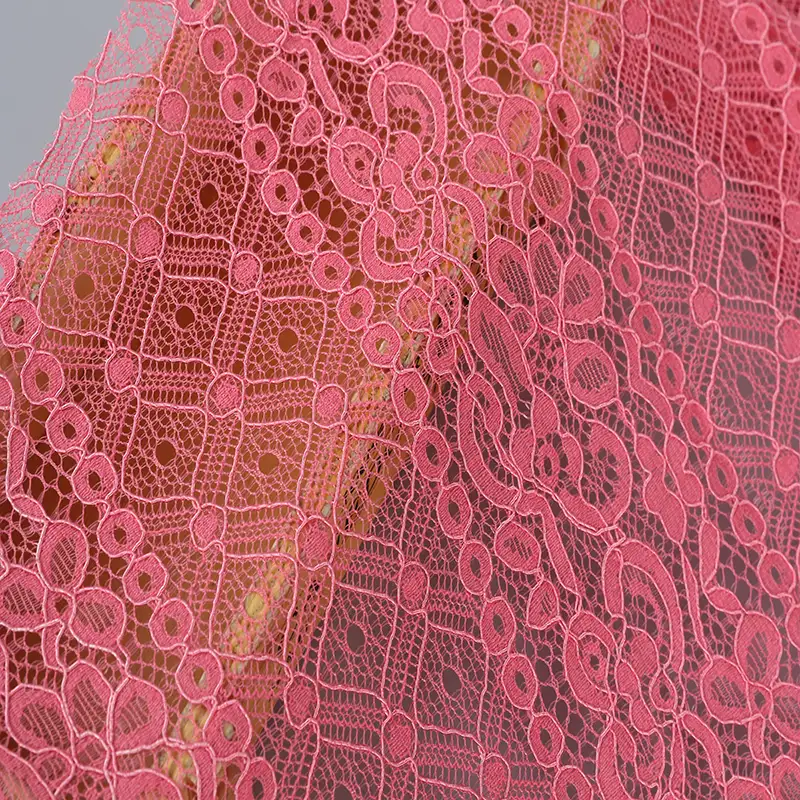China Fabric for Shirt,Skirt Lace Knit Fabric Cotton Nylon Polyester Rayon Pink color buy from China wholesaler bulk order at wholesale price free worldwide shipping Alibaba