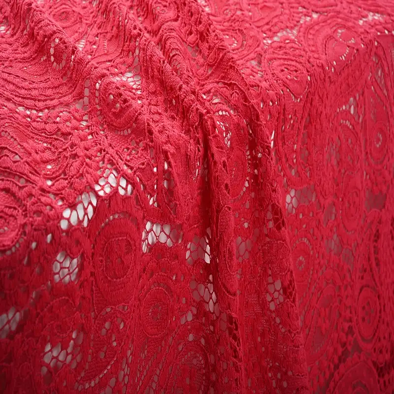 China Fabric for Skirt,Dresses (Pullover)  Lace Knit Fabric Nylon Rayon Cotton RED color buy from China wholesaler bulk order at wholesale price free worldwide shipping Alibaba