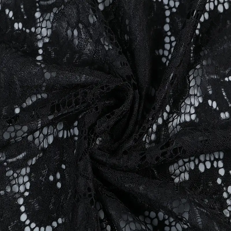 China Fabric for Skirt Lace Knit Fabric Polyester Black color buy from China wholesaler bulk order at wholesale price free worldwide shipping Alibaba