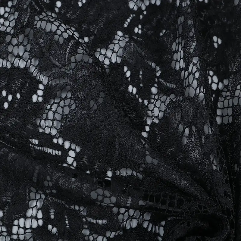 China Fabric for Skirt Lace Knit Fabric Polyester Black color buy from China wholesaler bulk order at wholesale price free worldwide shipping Alibaba