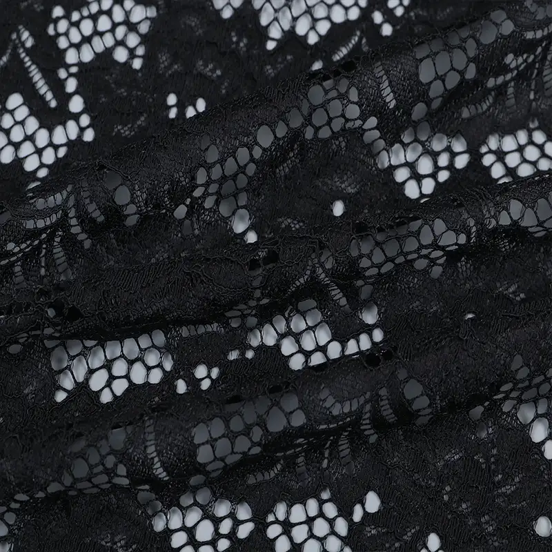 China Fabric for Skirt Lace Knit Fabric Polyester Black color buy from China wholesaler bulk order at wholesale price free worldwide shipping Alibaba