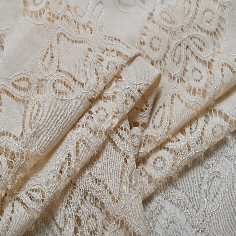 China Fabric for Shirt,Skirt,Dresses (Pullover)  Lace Knit Fabric Cotton Nylon Rayon Antique White color buy from China wholesaler bulk order at wholesale price free worldwide shipping Alibaba