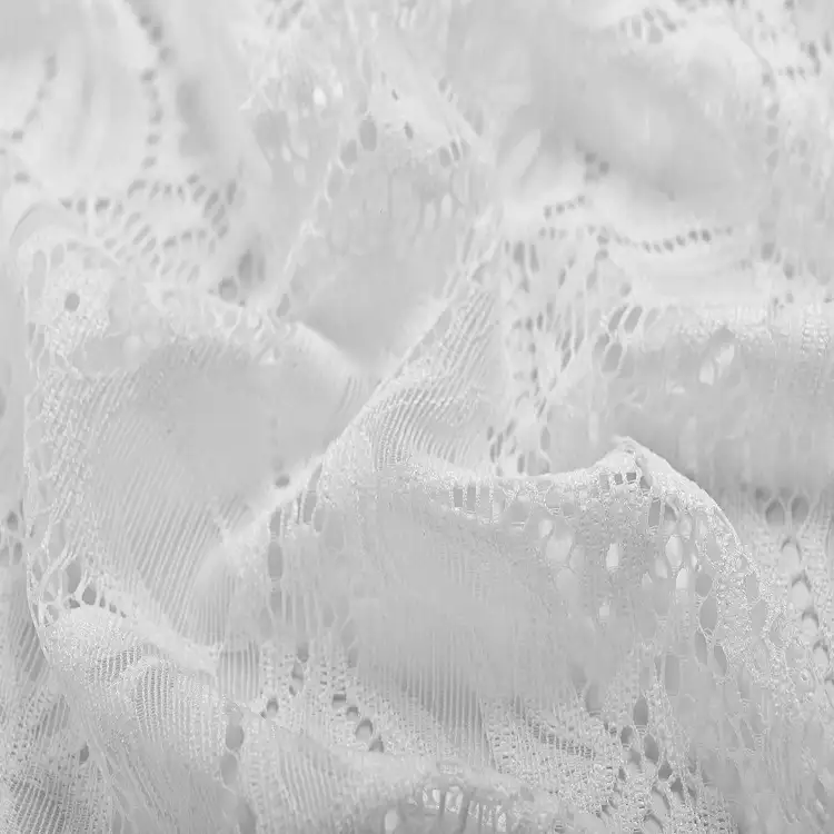 China Fabric for Skirt Lace Knit Fabric Nylon Spandex White color buy from China wholesaler bulk order at wholesale price free worldwide shipping Alibaba