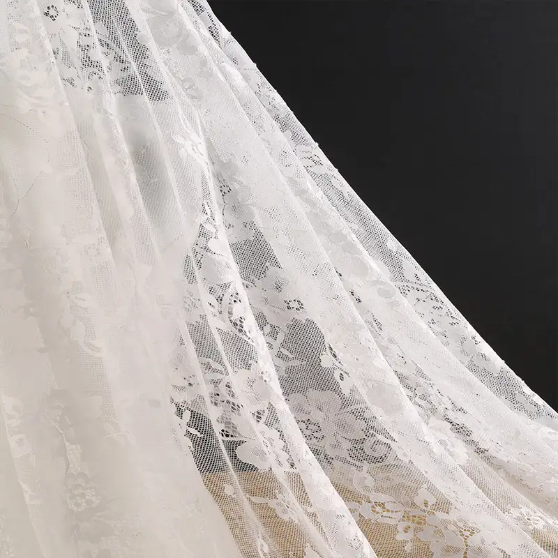China Fabric for Skirt Lace Knit Fabric Nylon White color buy from China wholesaler bulk order at wholesale price free worldwide shipping Alibaba