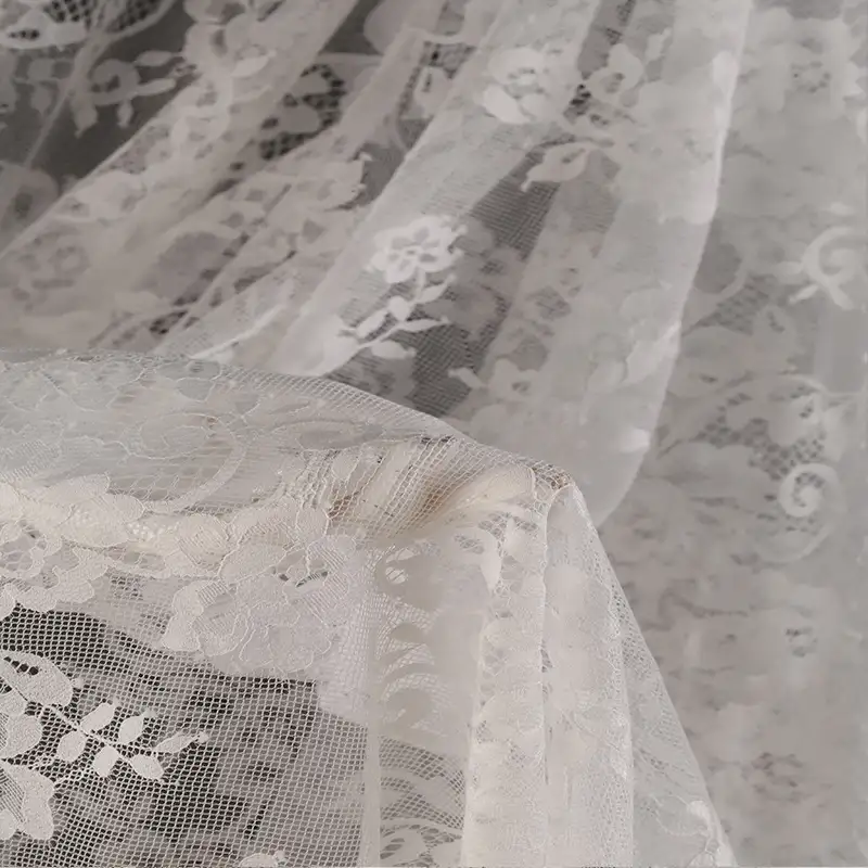 China Fabric for Skirt Lace Knit Fabric Nylon White color buy from China wholesaler bulk order at wholesale price free worldwide shipping Alibaba