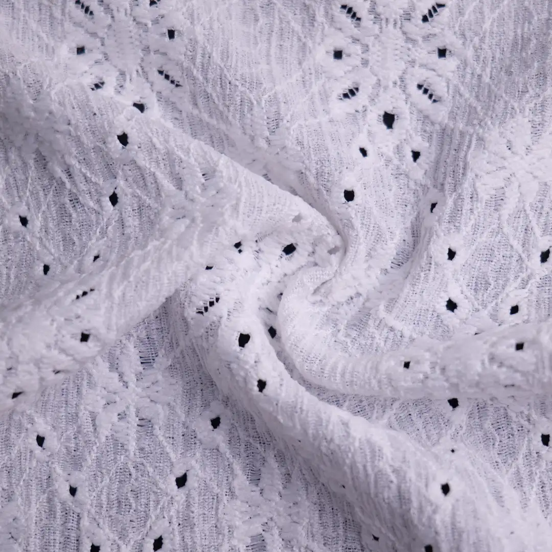 China Fabric for Shirt,Skirt Lace Knit Fabric Polyester Spandex White color buy from China wholesaler bulk order at wholesale price free worldwide shipping Alibaba