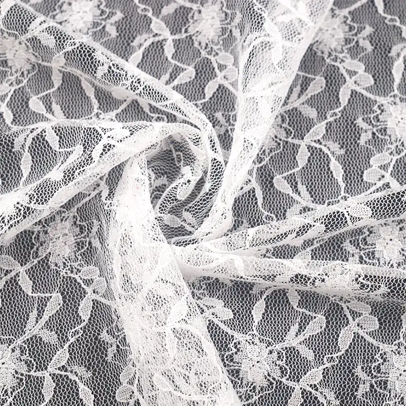 China Fabric for Shirt,Skirt Lace Knit Fabric Nylon Spandex White color buy from China wholesaler bulk order at wholesale price free worldwide shipping Alibaba