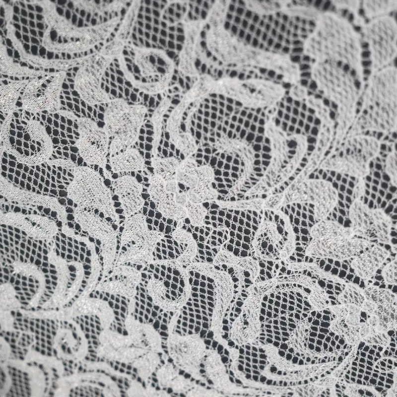 China Fabric for Shirt,Skirt Lace Knit Fabric Nylon Spandex White color buy from China wholesaler bulk order at wholesale price free worldwide shipping Alibaba