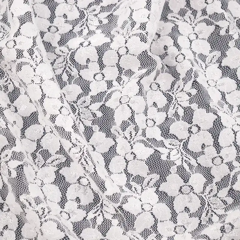 China Fabric for T-Shirt,Skirt Lace Knit Fabric Nylon Spandex White color buy from China wholesaler bulk order at wholesale price free worldwide shipping Alibaba