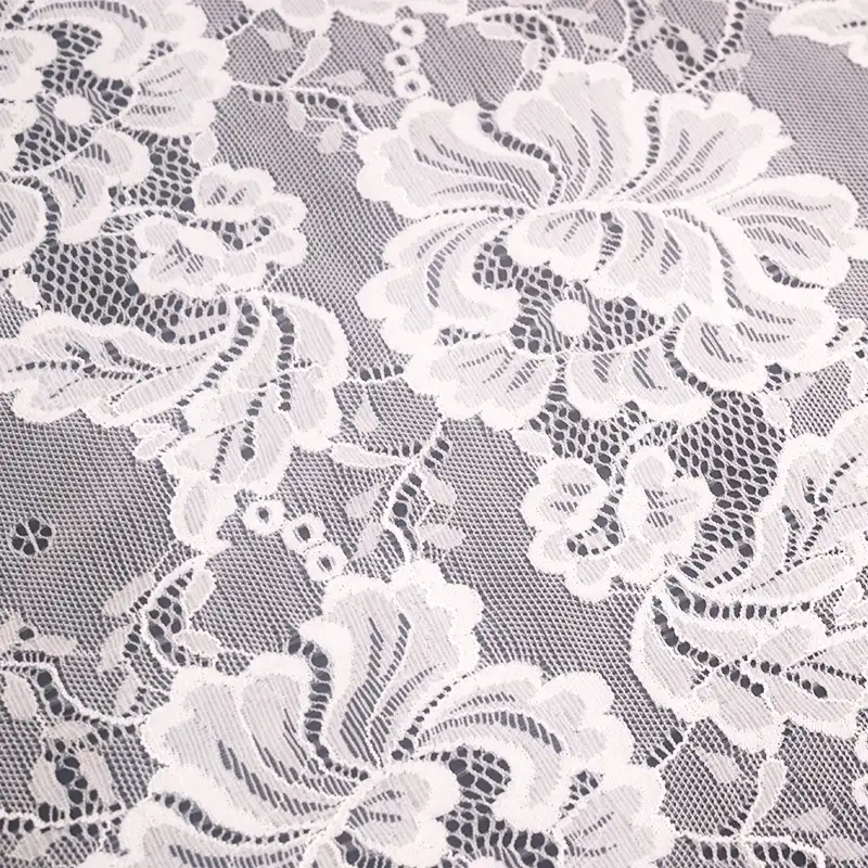 China Fabric for Lingerie,Skirt Lace Knit Fabric Nylon Spandex White color buy from China wholesaler bulk order at wholesale price free worldwide shipping Alibaba