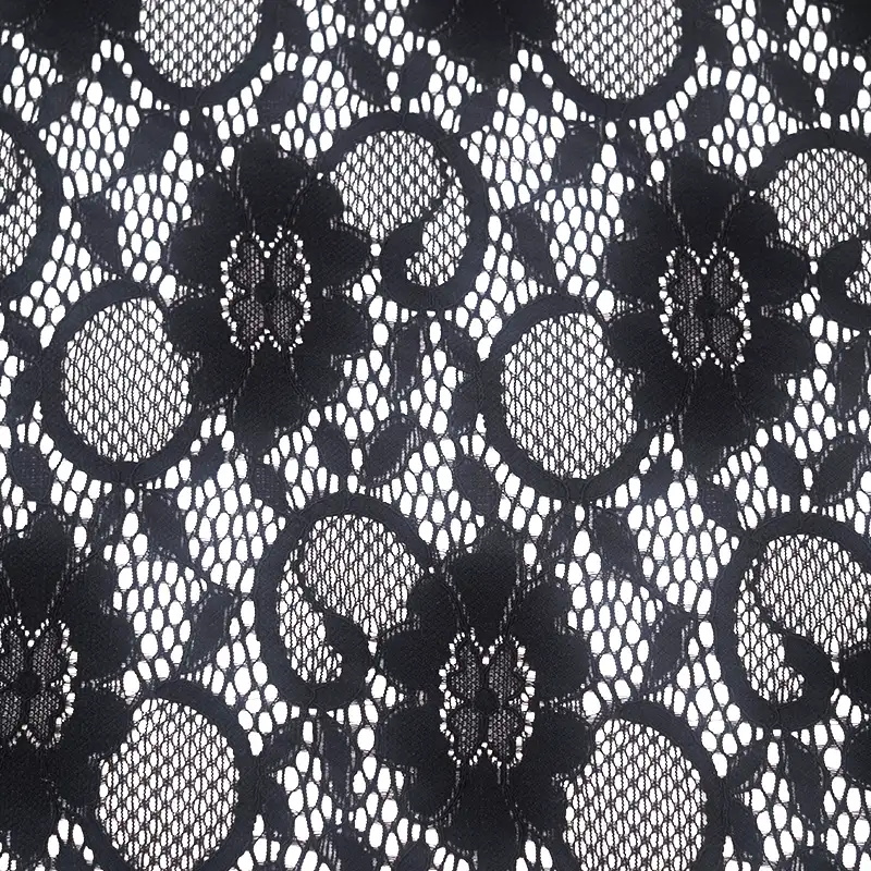 China Fabric for Skirt Lace Knit Fabric Polyester Spandex Black color buy from China wholesaler bulk order at wholesale price free worldwide shipping Alibaba