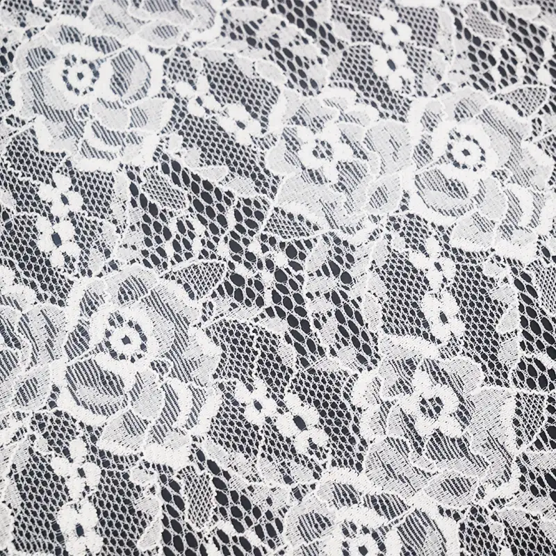 China Fabric for Skirt Lace Knit Fabric Polyester Spandex White color buy from China wholesaler bulk order at wholesale price free worldwide shipping Alibaba
