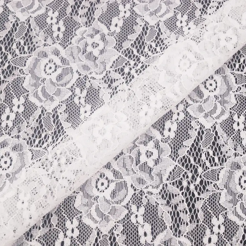 China Fabric for Skirt Lace Knit Fabric Polyester Spandex White color buy from China wholesaler bulk order at wholesale price free worldwide shipping Alibaba