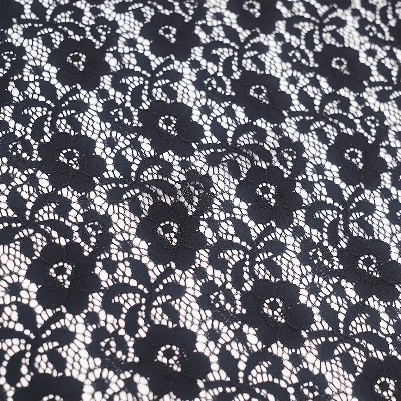 China Fabric for Skirt Lace Knit Fabric Nylon Spandex Black color buy from China wholesaler bulk order at wholesale price free worldwide shipping Alibaba