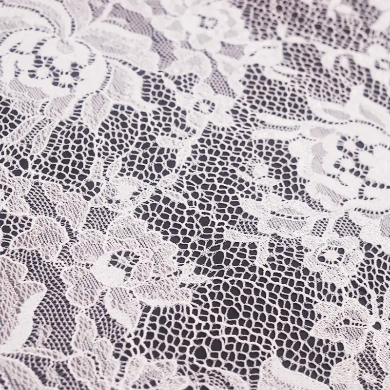 China Fabric for Skirt Lace Knit Fabric Nylon Polyester White color buy from China wholesaler bulk order at wholesale price free worldwide shipping Alibaba