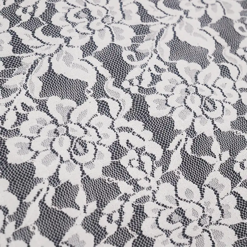China Fabric for Skirt Lace Knit Fabric Nylon Spandex White color buy from China wholesaler bulk order at wholesale price free worldwide shipping Alibaba