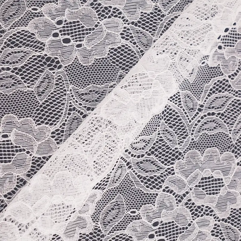 China Fabric for T-Shirt,Skirt Lace Knit Fabric Nylon Spandex White color buy from China wholesaler bulk order at wholesale price free worldwide shipping Alibaba