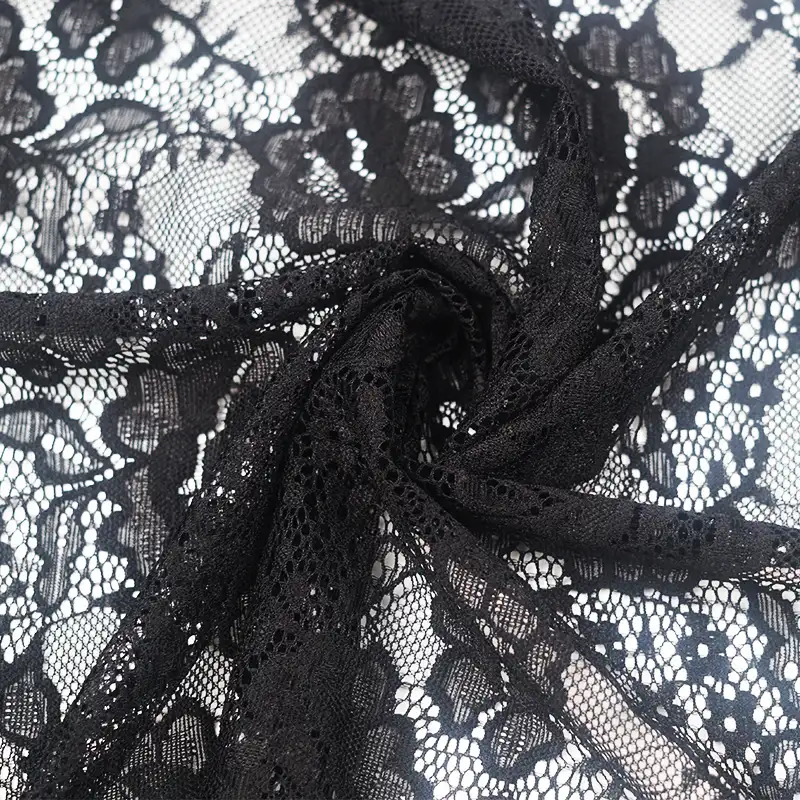 China Fabric for Skirt Lace Knit Fabric Nylon Spandex Black color buy from China wholesaler bulk order at wholesale price free worldwide shipping Alibaba