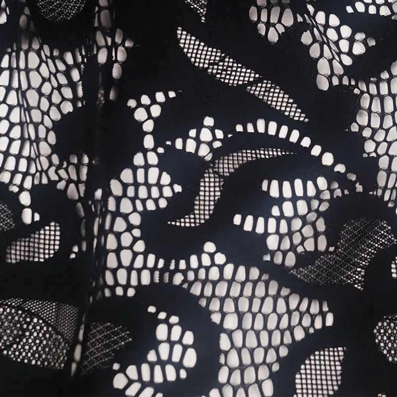 China Fabric for Skirt Lace Knit Fabric Nylon Spandex Black color buy from China wholesaler bulk order at wholesale price free worldwide shipping Alibaba