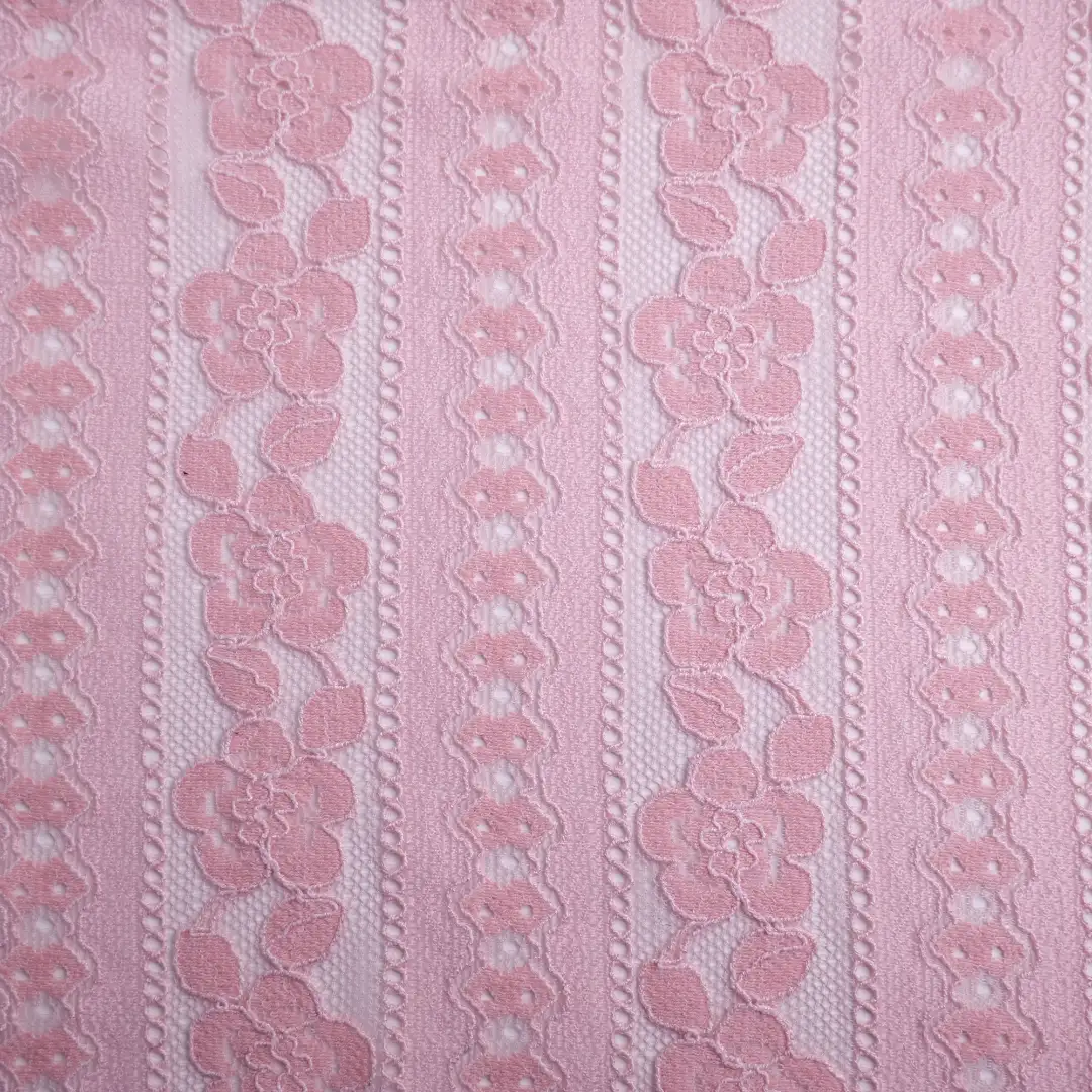China Fabric for Skirt,Dresses (Cardigan Button)  Lace Knit Fabric Cotton Nylon Rayon Pink color buy from China wholesaler bulk order at wholesale price free worldwide shipping Alibaba