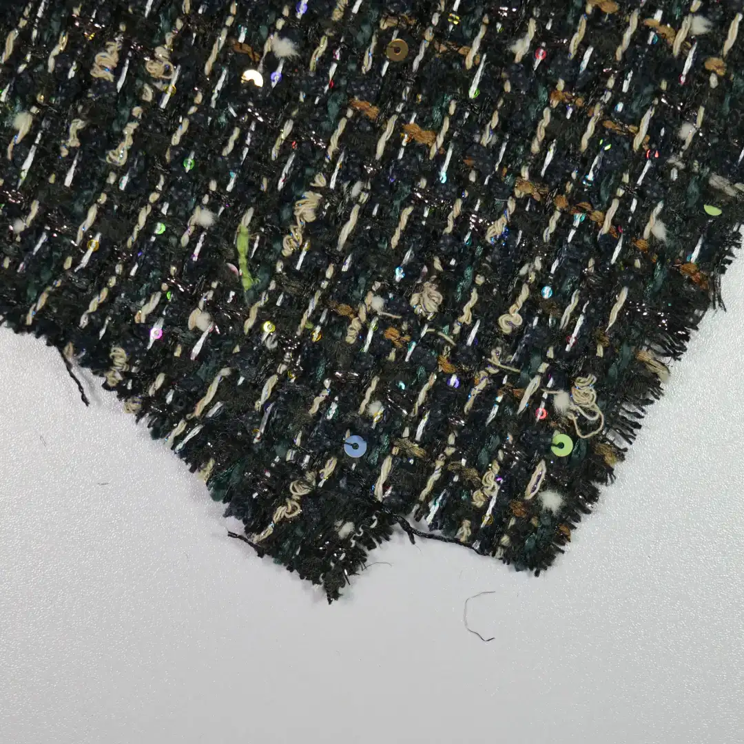 China Fabric for Jackets,Overcoat,Suit Chanel-Style Fabric Woolen Acrylic Nylon Cotton Polyester Black color buy from China wholesaler bulk order at wholesale price free worldwide shipping Alibaba