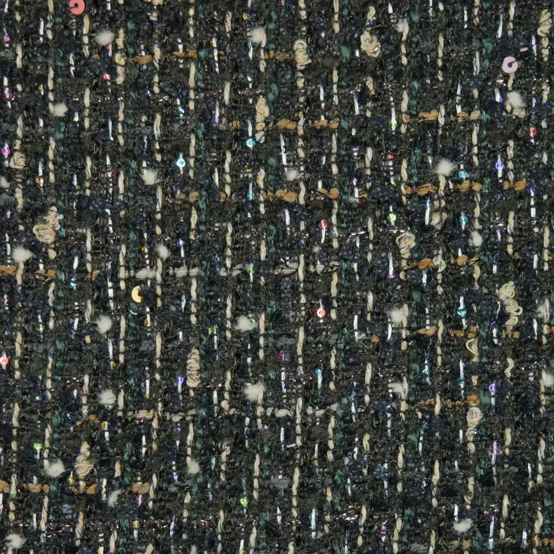 China Fabric for Jackets,Overcoat,Suit Chanel-Style Fabric Woolen Acrylic Nylon Cotton Polyester Black color buy from China wholesaler bulk order at wholesale price free worldwide shipping Alibaba